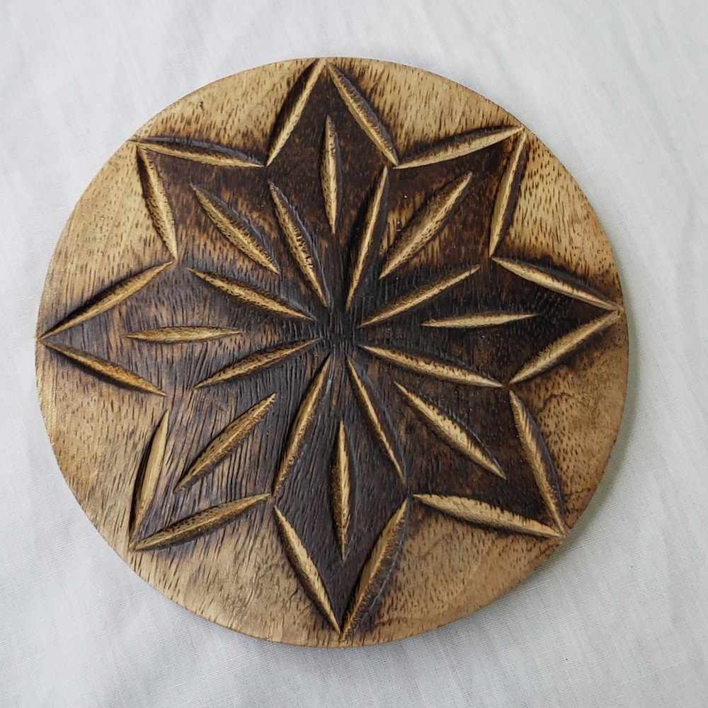 Wooden Etched Star Design Wall Decor